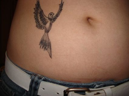 Bird Tattoo On Stomach